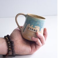 Personalisierte Handgemachte Kaffeetasse, Benutzerdefinierte Keramik 250 Ml | 8, 4 Oz Handgemachtes Steingut, Rad Geworfen Keramik, Steinzeug von ErdemErsoyCeramics