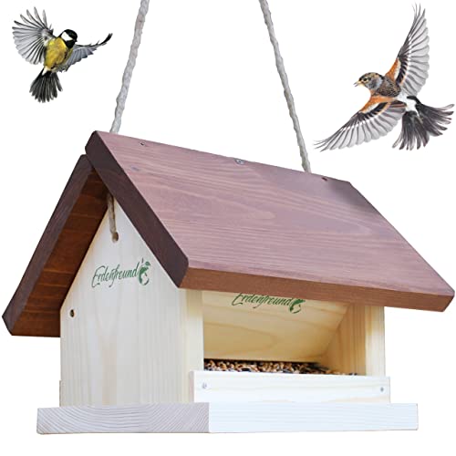 ERDENFREUND® Vogelfutterhaus mit Silofunktion für Wochenrationen Vogelfutterspender 2-seitiger Zugang für Gartenvögel Futterhaus für Vögel wetterfest von Erdenfreund