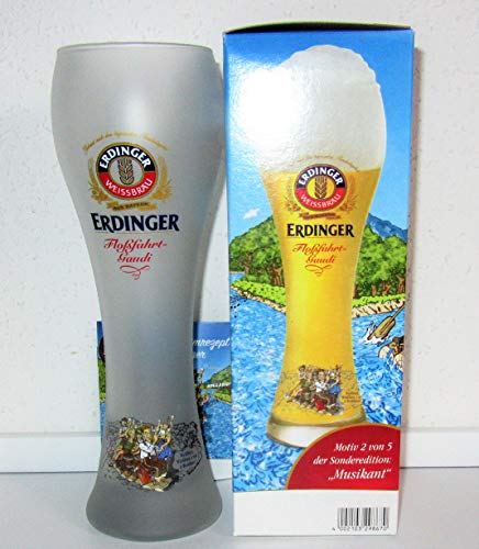 Erdinger / Bierglas/Weißbierglas/weiß satiniert/Floßfahrt-Gaudi/Musikant von Erdinger