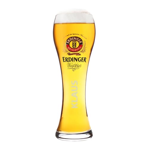 Erdinger Glas mit Gravur lizenziert Original Weißbierglas 0,5l - Männer Geschenk zum Vatertag Schriftart 2378 von Erdinger