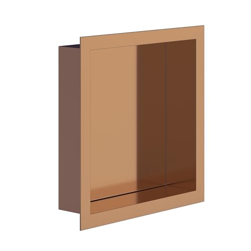 Erfu Einbaunische Badezimmer Unterputz - Modernes Wandnische Edelstahl | Einbauregal für Dusche & Badezimmer (Gebürstetes Kupfer, 305x305x70mm) von Erfu