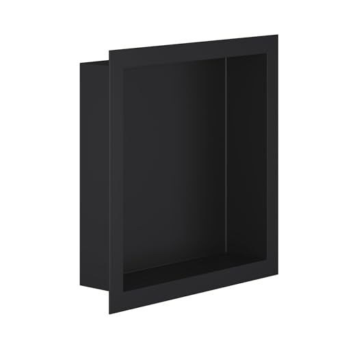 Erfu Einbaunische Badezimmer Unterputz - Modernes Wandnische Edelstahl | Einbauregal für Dusche & Badezimmer (Mattschwarz, 305x305x70mm) von Erfu