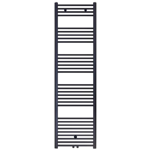 Erfu Mittelanschluß Badheizkörper - Handtuchhalter Heizkörper | Handtuchwärmer | Handtuchtrockner | Röhrenheizkörper (Schwarz, 1800x500 mm) von Erfu