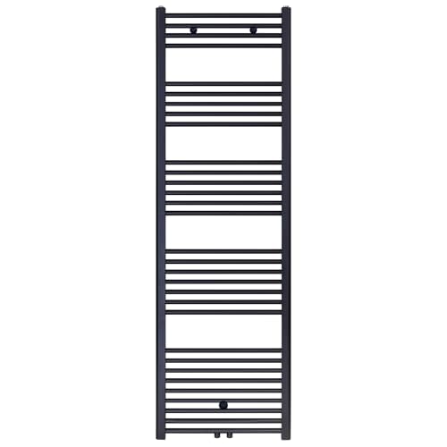 Erfu Mittelanschluß Badheizkörper - Handtuchhalter Heizkörper | Handtuchwärmer | Handtuchtrockner | Röhrenheizkörper (Schwarz, 1800x600 mm) von Erfu