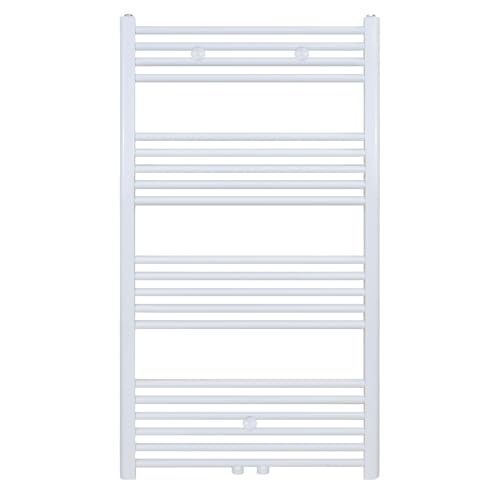 Erfu Mittelanschluß Badheizkörper - Handtuchhalter Heizkörper | Handtuchwärmer | Handtuchtrockner | Röhrenheizkörper (Weiß, 1200x600 mm) von Erfu