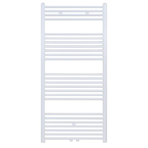Erfu Mittelanschluß Badheizkörper - Handtuchhalter Heizkörper | Handtuchwärmer | Handtuchtrockner | Röhrenheizkörper (Weiß, 1400x600 mm) von Erfu