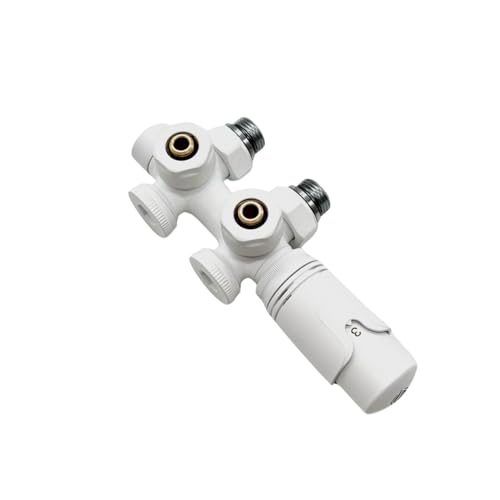 Heizkörperventil Multiblock Erfu – Thermostatisches Design | Universal-Anschluss Boden und Wand | M30 x 1,5 | Modernes 2-in-1-Heizset (mattweiß) von Erfu