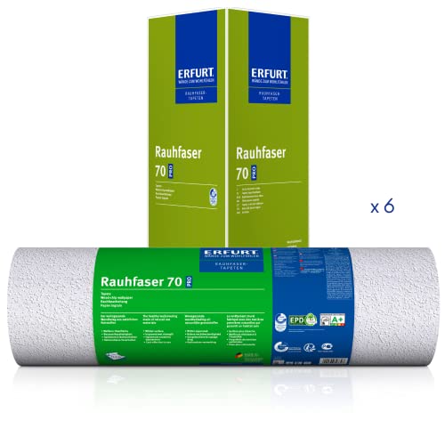Erfurt Rauhfaser 70 PRO Weiß Rauhfasertapete abwechslungsreiche Strukturtapete überstreichbar 6 Rollen 33,5 x 0,53m von Erfurt