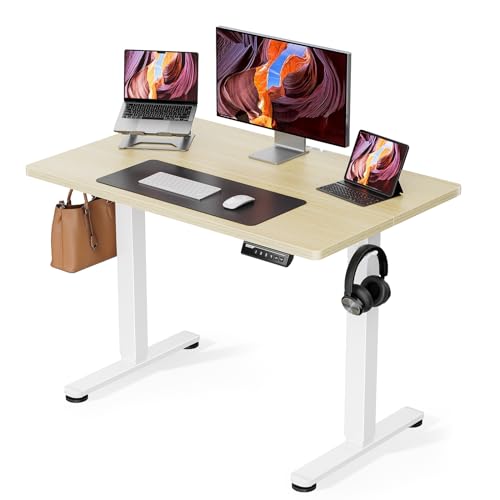 ErGear Elektrisch Höhenverstellbarer Schreibtisch 100 x 60 cm, Schreibtisch Höhenverstellbar mit 4-Gedächtnis-Smart-Pult für Home-Office mit Verbindungsplatte von ErGear