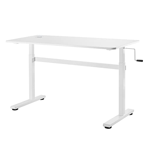 Ergo Office ER-401 Sitz-Steh-Schreibtisch Manuell Höhenverstellbarer Bürotisch Ergonomischer Tisch max. 117cm Belastbar bis 40kg (Weiße Farbe) von Ergo Office