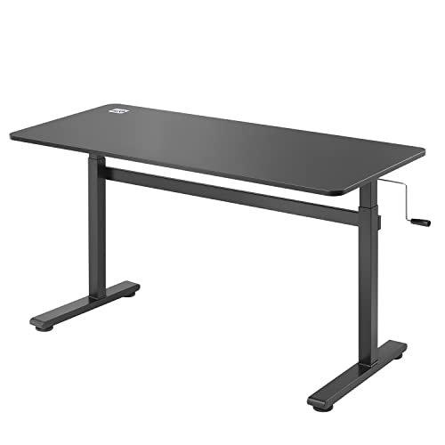 Ergo Office ER-401B Sitz-Steh-Schreibtisch 140x60cm Manuell Höhenverstellbarer Bürotisch max. 117cm Ergonomischer Tisch Belastbar bis 40kg (Schwarze Farbe) von Ergo Office