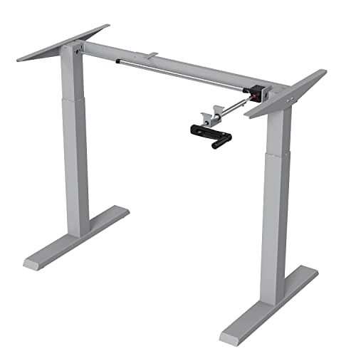 Ergo Office ER-402B Sitz-Steh-Schreibtisch Tischgestell Manuell Höhenverstellbarer Bürotisch max. 123cm Ergonomischer Tisch Belastbar bis 70kg (Grau) von Ergo Office