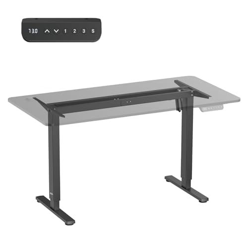 Ergo Office Elektrisch höhenverstellbares Schreibtischgestell ohne Tischplatte 80 kg Tragkraft | Memory‑Funktion & Anti‑Kollisionssystem | Für Sitz‑Steh‑Arbeitsplätze im Home Office & Büro (Schwarz) von Ergo Office