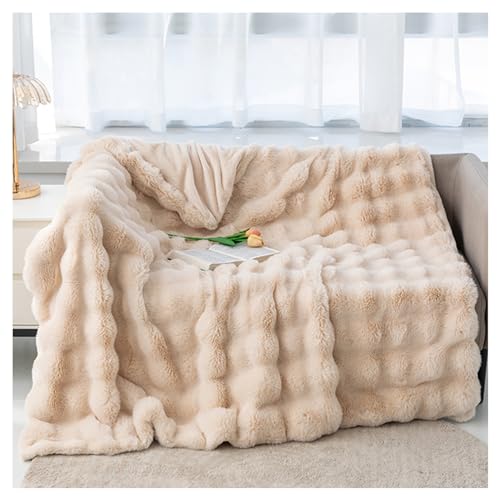 Ergocar Kuscheldecke, Weiche Künstliches Kaninchenfell Decke, Flauschig Sofadecke Doppelgesicht Dicke Decke für Couch, Stuhl und Bett, Dekorative für alle Jahreszeiten von Ergocar