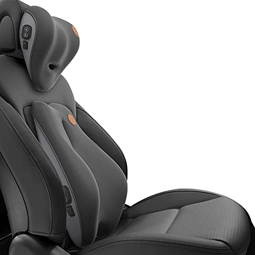 Ergocar Lendenwirbelstütze Kissen & Nackenkissen für Büro/Auto/Gaming-Stuhl, Linderung von Rückenschmerzen, Atmungsaktiv Memory-Schaum, Elektrisches Massagekissen, Schwarz-Massage von Ergocar