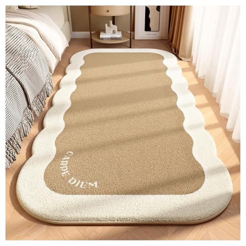 Ergocar Schlafzimmer Teppich,Künstlicher Kaschmir Flauschiger Nachttisch Plüsch rutschfeste Florale Wohndekoration Passend Für Bad, Küche, Schlafzimmer, Wohndekoration von Ergocar