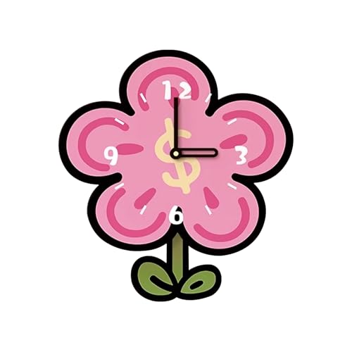 Ergocar Wanduhr Mit Blumenmuster Und Schwingendem Sockel Art-Déco-Wanduhr Batteriebetrieben Geeignet Für Schlafzimmer, Küchen, Büros von Ergocar