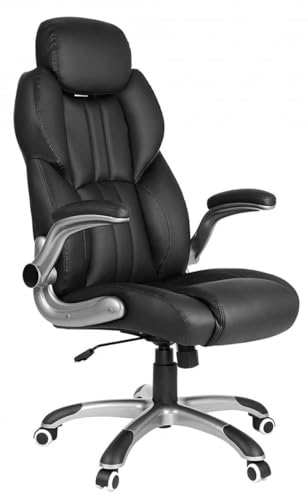 Ergodu Bürostuhl Ergonomisch - Luxus Chefsessel - Schreibtischstuhl mit Verstellbarer Kopfstütze und Armlehnen, Lendenwirbelstütze - Office Chair - Gaming Stuhl - Schwarz von Ergodu
