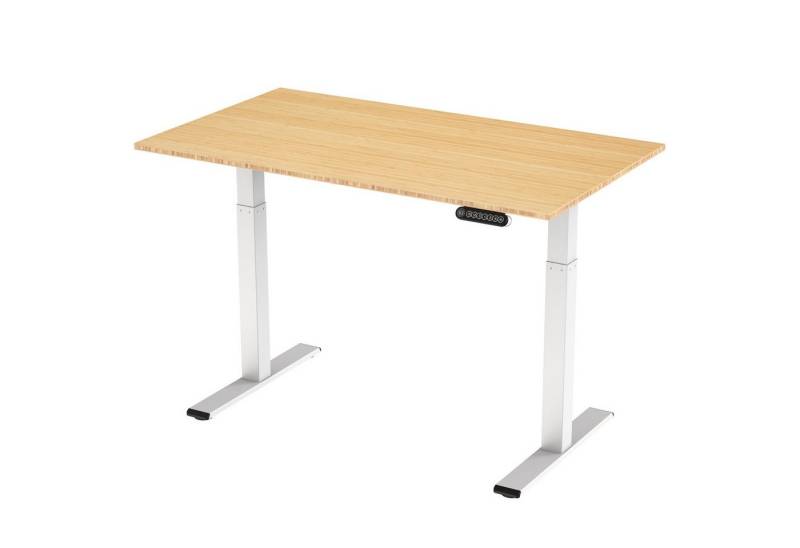 ERGOFINO Schreibtisch DT20LT höhenverstellbarer Schreibtisch 140x70 cm, 160x80 cm, 180x80 cm (2 Motoren, höhenverstellbarer schreibtisch gestell mit 2-Fach-Teleskop), 4-Memory-Steuerung (Schwarz),DT20L mit Tischplatte aus Bambus von Ergofino