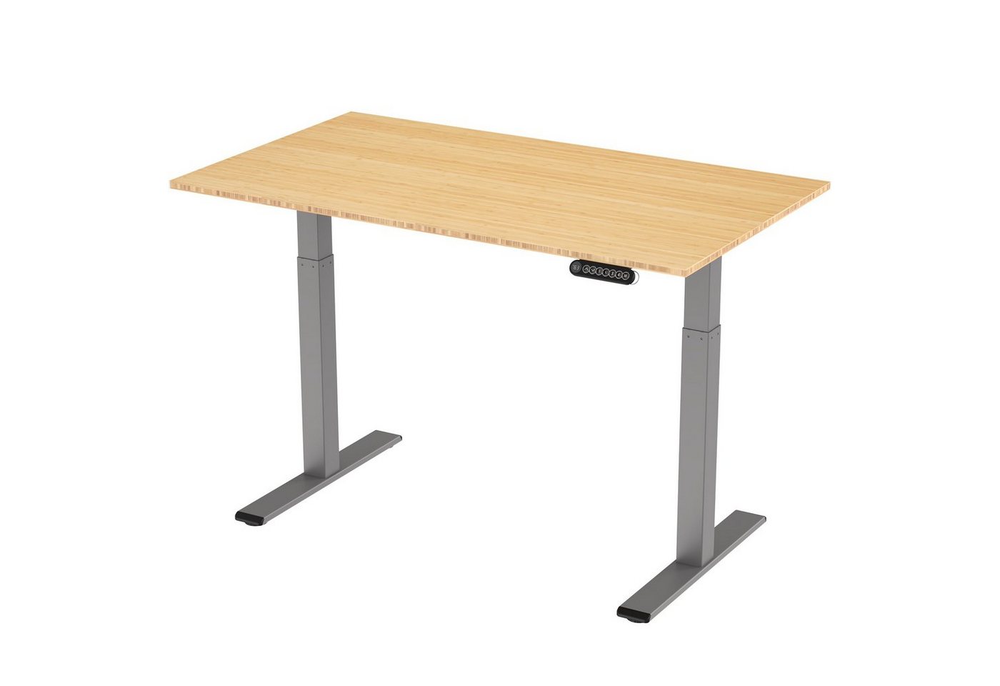 ERGOFINO Schreibtisch DT20LT höhenverstellbarer Schreibtisch 140x70 cm, 160x80 cm, 180x80 cm (2 Motoren, höhenverstellbarer schreibtisch gestell mit 2-Fach-Teleskop), 4-Memory-Steuerung (Schwarz),DT20L mit Tischplatte aus Bambus von Ergofino