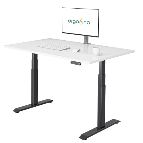 Ergofino höhenverstellbarer Schreibtisch 140x80 cm, elektrisch Schreibtisch mit GS-Zertifiziert, 2 Motoren, 3-Fach Teleskop, 3 Memoryfunktion, Gestell Schwarz inkl. Weiß Tischplatte Ergofino höhenverstellbarer Schreibtisch 140x80 cm, elektrisch Schreibtisch mit GS-Zertifiziert, 2 Motoren, 3-Fach Teleskop, 3 Memoryfunktion, Gestell Schwarz inkl. Weiß Tischplatte von Ergofino