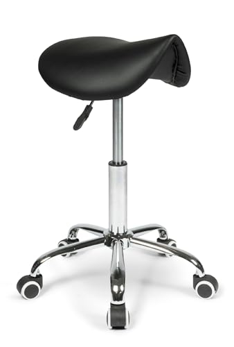 Dunimed Ergonomischer Sattelhocker - Sitzhocker, Bürohocker, Rollhocker - Höhenverstellbar Hocker mit Rollen - Schwarz von Dunimed