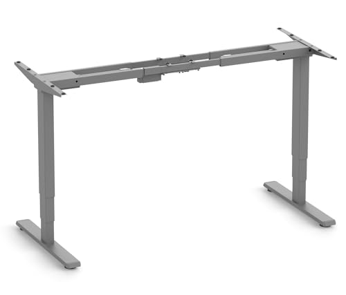 Ergolutions® FOKUS Tischgestell Grau - Elektrisch höhenverstellbarer Schreibtisch, 62-128 cm, Belastbarkeit 80 kg, Memorytasten, Kollisionsschutz, einfache Montage, Standing-Desk Gestell von Ergolutions