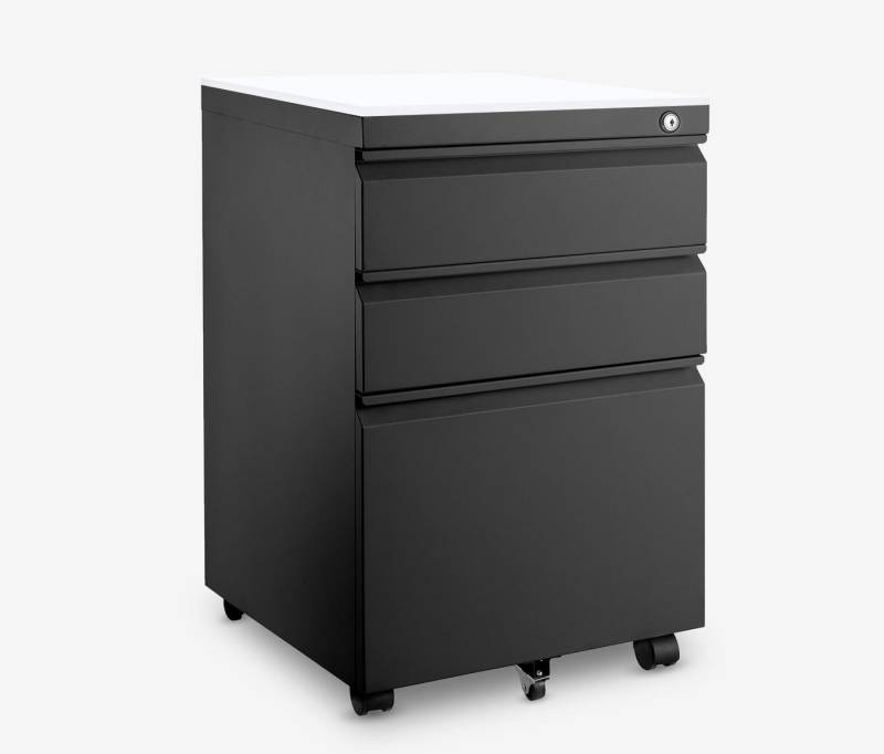 Ergolutions Rollcontainer Metall mit Holzblende, 5 Jahre Garantie / mit Schloss / 3 große Fächer / Gleitlagerschienen Ergolutions Rollcontainer Metall mit Holzblende, 5 Jahre Garantie / mit Schloss / 3 große Fächer / Gleitlagerschienen von Ergolutions