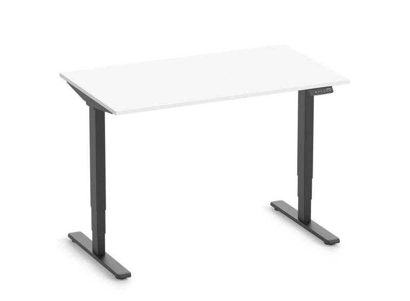 Ergolutions Schreibtisch FOKUS Gestell Schwarz, Tischplatte 1200 x 700 x 19 mm Topweiß von Ergolutions