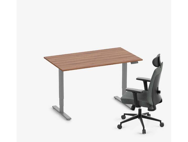 FOKUS + Stuhl Grau Nussbaum Normal 1400 x 80 x 19 mm von Ergolutions
