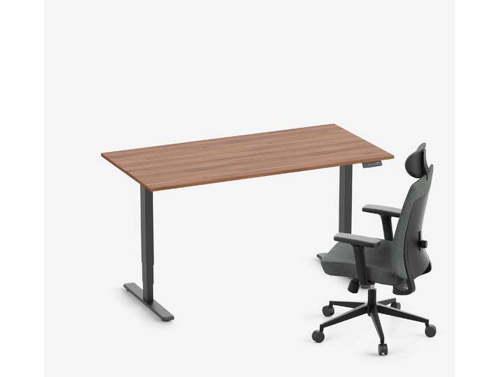 FOKUS + Stuhl Schwarz Nussbaum Normal 1600 x 80 x 19 mm von Ergolutions