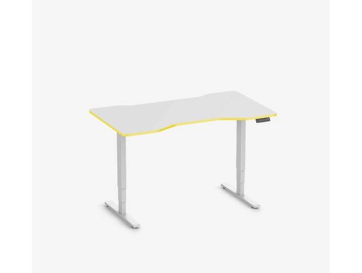 FOKUS Gamingschreibtisch Weiß 140x80 Cockpit Yellow Cab von Ergolutions