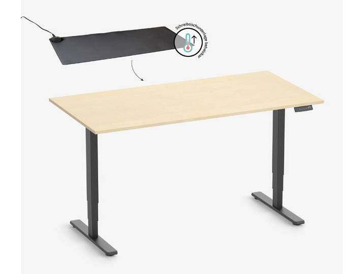 FOKUS Gestell Schwarz, Tischplatte 1200 x 700 x 19 mm Birke, + beheizbare Schreibtischunterlage FOKUS Gestell Schwarz, Tischplatte 1200 x 700 x 19 mm Birke, + beheizbare Schreibtischunterlage von Ergolutions