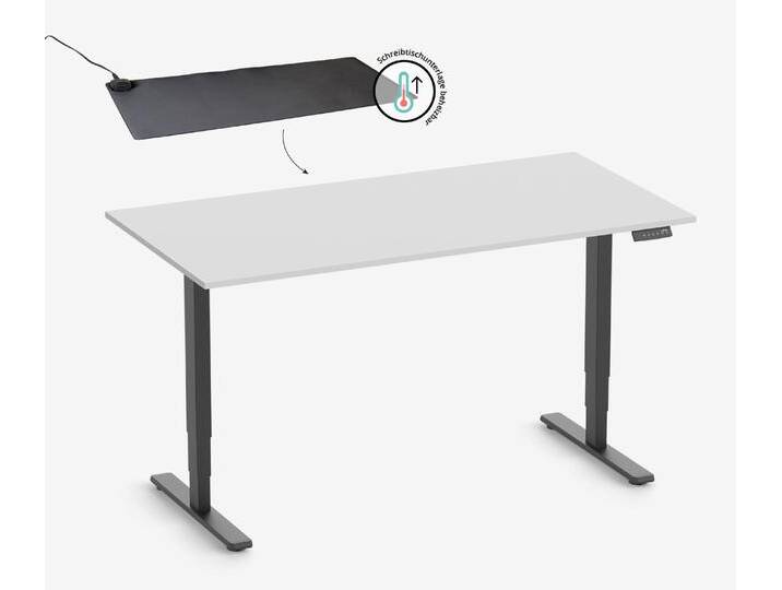 FOKUS Gestell Schwarz, Tischplatte 1600 x 800 x 19 mm Lichtgrau, + beheizbare Schreibtischunterlage FOKUS Gestell Schwarz, Tischplatte 1600 x 800 x 19 mm Lichtgrau, + beheizbare Schreibtischunterlage von Ergolutions