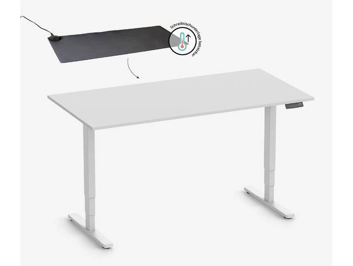 FOKUS Gestell Weiß, Tischplatte 1400 x 800 x 19 mm Lichtgrau, + beheizbare Schreibtischunterlage FOKUS Gestell Weiß, Tischplatte 1400 x 800 x 19 mm Lichtgrau, + beheizbare Schreibtischunterlage von Ergolutions