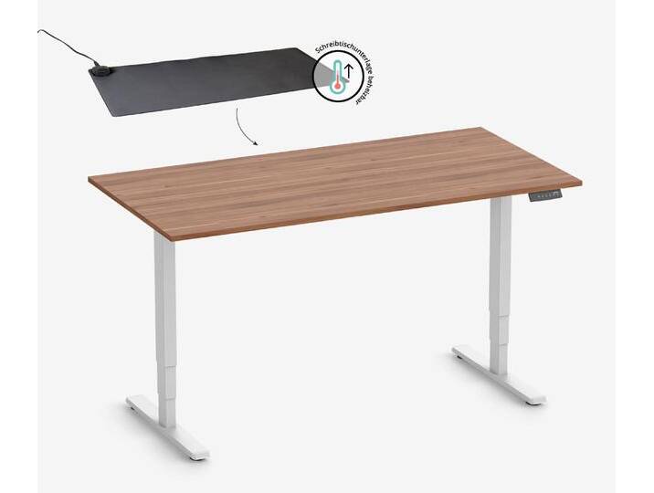 FOKUS Gestell Weiß, Tischplatte 1400 x 800 x 19 mm Nussbaum, + beheizbare Schreibtischunterlage FOKUS Gestell Weiß, Tischplatte 1400 x 800 x 19 mm Nussbaum, + beheizbare Schreibtischunterlage von Ergolutions