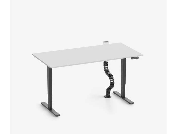 FOKUS Schreibtisch + Steckleistenhalter + Kabelschlange Schwarz Lichtgrau 120x70 von Ergolutions