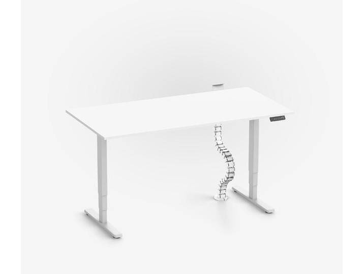 FOKUS Schreibtisch + Steckleistenhalter + Kabelschlange Weiß Weiß 140x80 von Ergolutions