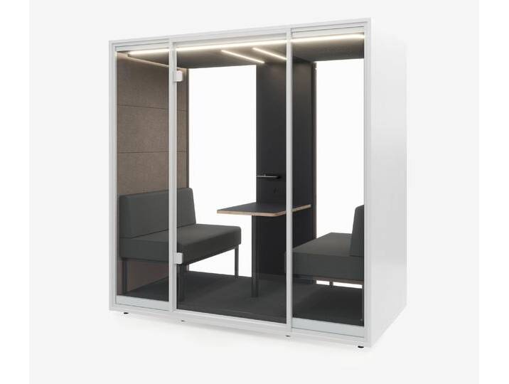 Meetingbox Quattro Weiß Anthrazit Kaffee Grau Glas Weiß von Ergolutions