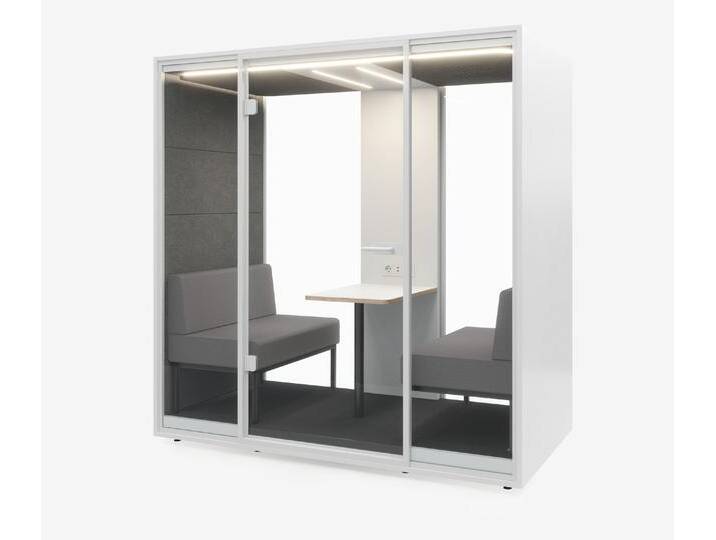 Meetingbox Quattro Weiß Weiß Grau Hellgrau Glas Weiß von Ergolutions