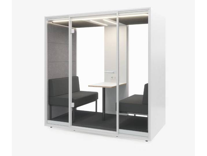 Meetingbox Quattro Weiß Weiß Hellgrau Grau Glas Weiß von Ergolutions
