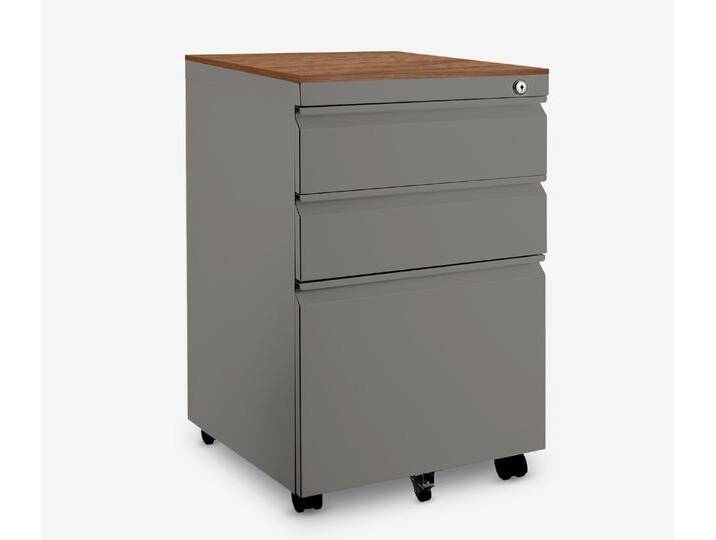 Metallrollcontainer Grau Nussbaum von Ergolutions