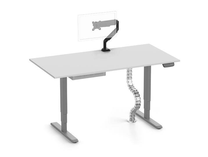PRIMUS + Slimline Schublade, Kabelschlange & Halter 180x80 Grau Lichtgrau von Ergolutions