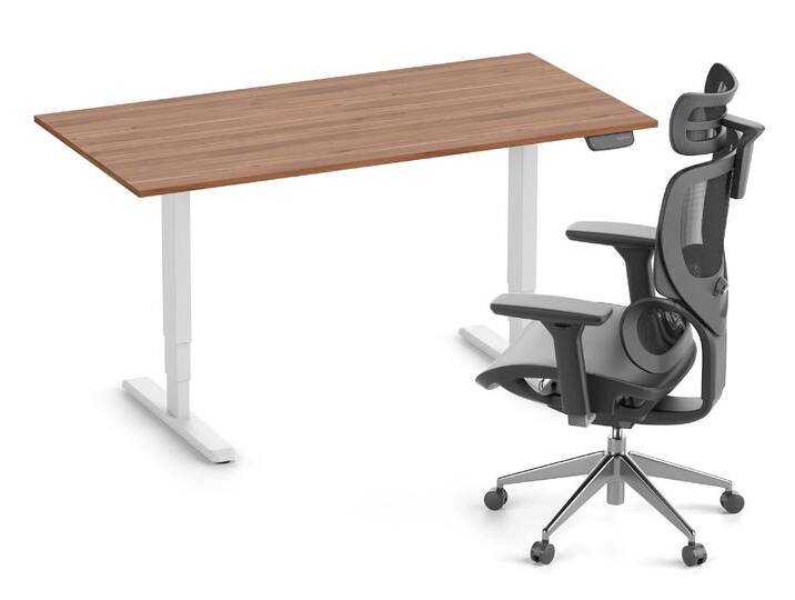 PRIMUS + Stuhl Weiß 180x80 Nussbaum von Ergolutions