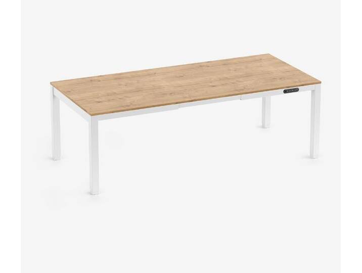 PRIMUS 4-Bein Schreibtisch Weiß Eiche 2200 x 1000 x 25 mm von Ergolutions