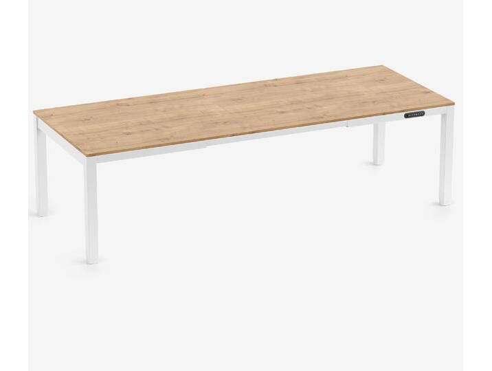 PRIMUS 4-Bein Schreibtisch Weiß Eiche 2600 x 1000 x 25 mm von Ergolutions