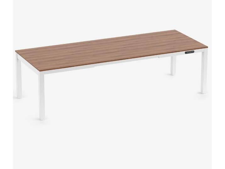 PRIMUS 4-Bein Schreibtisch Weiß Nussbaum 2600 x 1000 x 25 mm von Ergolutions