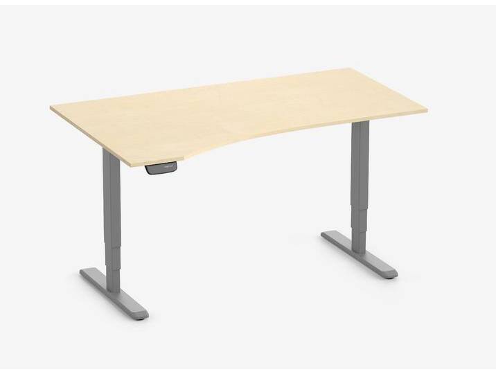 PRIMUS Freiformschreibtisch, Gestell Grau 1600 x 800/1000 x 25 mm Birke, Ausführung Links von Ergolutions
