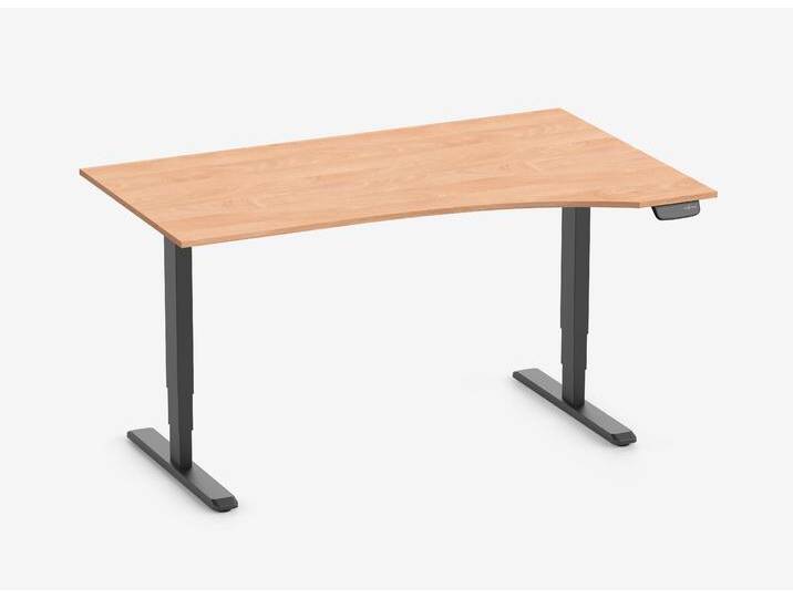PRIMUS Freiformschreibtisch, Gestell Schwarz, Tischplatte 1600 x 800/1000 x 25 mm Buche, Ausführung Rechts von Ergolutions