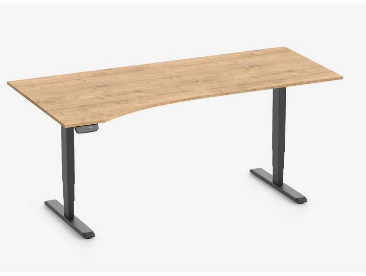 PRIMUS Freiformschreibtisch, Gestell Schwarz, Tischplatte 2000 x 800/1000 x 25 mm Eiche, Ausführung Links von Ergolutions